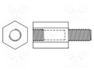 Screwed spacer sleeve; 25mm; Int.thread: M3; Ext.thread: M3; brass DREMEC