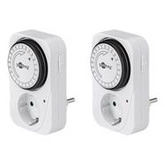 Set of 2, Analogue Timer, white - easy-to-operate analogue time switch