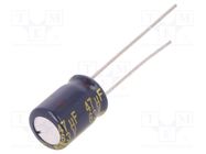 Capacitor: electrolytic; low ESR; THT; 47uF; 63VDC; Ø8x11.5mm; ±20% PANASONIC