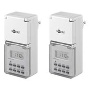 Set of 2, Digital Timer IP44, white - easy-to-use digital time switch