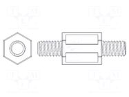 Screwed spacer sleeve; 20mm; Ext.thread: M6; hexagonal DREMEC