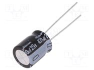 Capacitor: electrolytic; THT; 470uF; 25VDC; Ø10x12.5mm; Pitch: 5mm NICHICON