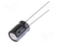 Capacitor: electrolytic; THT; 10uF; 160VDC; Ø8x11.5mm; Pitch: 3.5mm NICHICON