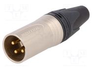 Plug; XLR; male; PIN: 3; straight; EMC/EMI; for cable; soldering NEUTRIK