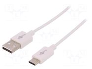 Cable; USB 2.0; USB A plug,USB C plug; 1m; white; Core: Cu; PVC GOOBAY