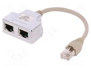 Splitter; Cat: 5; shielded; 8p8c; RJ45 socket x2,RJ45 plug DIGITUS