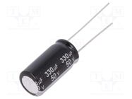 Capacitor: electrolytic; THT; 330uF; 50VDC; Ø10x20mm; Pitch: 5mm PANASONIC