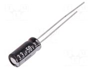 Capacitor: electrolytic; THT; 3.3uF; 50VDC; Ø5x11mm; Pitch: 2mm PANASONIC