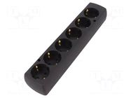 Connector: AC supply; female; splitter; 2P+PE; 250VAC; 16A; black JONEX