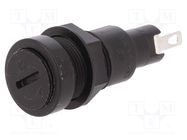 Fuse holder; cylindrical fuses; 5x20mm; 10A; on panel; black; FIN SCHURTER