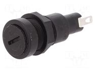 Fuse holder; 5x20mm; 10A; on panel; black; FIN; 250VAC; UL94V-0 SCHURTER