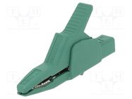 Crocodile clip; 34A; green; Grip capac: max.30mm; Socket size: 4mm HIRSCHMANN T&M