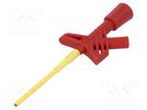 Clip-on probe; pincers type; 3A; red; Grip capac: max.3mm; 2mm HIRSCHMANN T&M