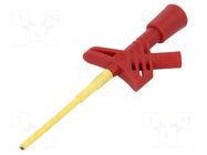 Clip-on probe; pincers type; 3A; red; Grip capac: max.3mm; 2mm HIRSCHMANN T&M