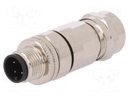 Connector: M12; plug; PIN: 4; male; 250V; IP67; soldering; for cable BULGIN