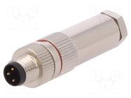 Connector: M8; male; PIN: 3; 60V; IP67; straight; for cable; plug BULGIN