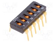 Switch: DIP-SWITCH; Poles number: 6; ON-OFF; 0.025A/24VDC; Pos: 2 OMRON Electronic Components