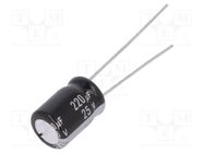 Capacitor: electrolytic; THT; 220uF; 25VDC; Ø8x11.5mm; Pitch: 3.5mm PANASONIC