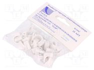 Holder; white; on round cable; 25pcs; with a nail; 12mm PAWBOL