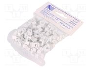 Holder; white; for flat cable,YDYp 2x1,5; 100pcs; with a nail PAWBOL