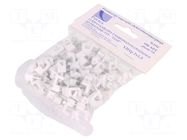 Holder; white; for flat cable,YDYp 2x1,5; 100pcs; with a nail PAWBOL