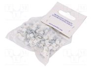 Holder; white; for flat cable,OMYp 2x0,5; 100pcs; with a nail PAWBOL