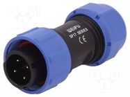 Connector: circular; plug; male; PIN: 4; IP68; SP17; 6÷10mm; 5A; 500V WEIPU