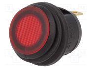 ROCKER; SPST; Pos: 2; ON-OFF; 20A/14VDC; red; IP65; LED; R13-112-DC SCI