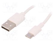 Cable; USB 2.0; USB A plug,USB C plug; 0.5m; white; Core: Cu; PVC Goobay