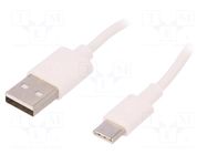 Cable; USB 2.0; USB A plug,USB C plug; 0.5m; white; Core: Cu; PVC GOOBAY
