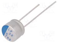 Capacitor: polymer; low ESR; 22uF; 25VDC; ESR: 50mΩ; PLF; THT; ±20% NICHICON