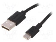 Cable; USB 2.0; USB A plug,USB C plug; 0.5m; black; Core: Cu; PVC Goobay