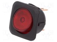 ROCKER; SPST; Pos: 2; ON-OFF; 25A/12VDC; red; neon lamp; R13-203-DC SCI
