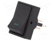 ROCKER; SPST; Pos: 2; ON-OFF; 25A/12VDC; green; LED,point; 12VDC SCI