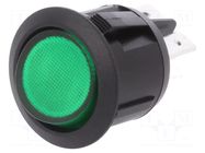 ROCKER; DPST; Pos: 2; ON-OFF; 20A/12VDC; green; LED; R13-244-DC; 50mΩ SCI
