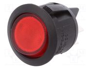 ROCKER; DPST; Pos: 2; ON-OFF; 20A/12VDC; red; neon lamp; 50mΩ; round SCI