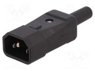 Connector: AC supply; plug; male; 10A; IEC 60320; C14 (E); straight CLIFF