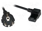 Cable; CEE 7/7 (E/F) plug,IEC C13 female 90°; 2m; black; 10A LOGILINK
