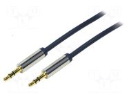 Cable; Jack 3.5mm 3pin plug,both sides; 1m; Plating: gold-plated LOGILINK