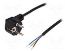Cable; CEE 7/7 (E/F) plug angled,wires; 1.5m; black; 10A; 250V LOGILINK