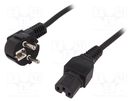 Cable; CEE 7/7 (E/F) plug angled,IEC C15 female; 1.8m; black LOGILINK