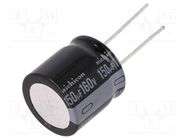 Capacitor: electrolytic; THT; 150uF; 160VDC; Ø20x20mm; Pitch: 10mm NICHICON