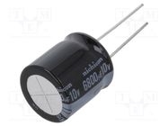 Capacitor: electrolytic; THT; 6800uF; 10VDC; Ø18x20mm; Pitch: 7.5mm NICHICON