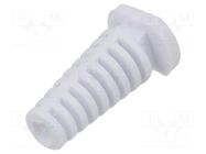 Strain relief; Øhole: 4mm; elastomer; white; L: 25mm FIX&FASTEN