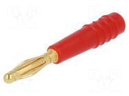 Connector: 2mm banana; plug; 10A; 30VAC; 60VDC; red; gold-plated STÄUBLI