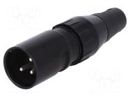 Connector: XLR; plug; male; 15A; 50V; PIN: 3; straight; for cable DELTRON