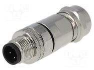 Connector: M12; plug; PIN: 4; male; D code-Ethernet; for cable; IP65 DEGSON ELECTRONICS