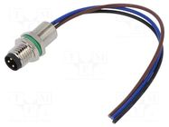 Connector: M8; male; PIN: 3; 3A; 60V; IP65,IP67; straight; socket DEGSON ELECTRONICS