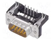 Connector: D-Sub; PIN: 9; socket; male; on PCBs; angled 90°; THT HARTING