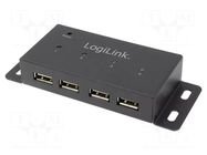 Hub USB; DC,USB A socket x4; USB 2.0; mounted on desktop,PnP LOGILINK